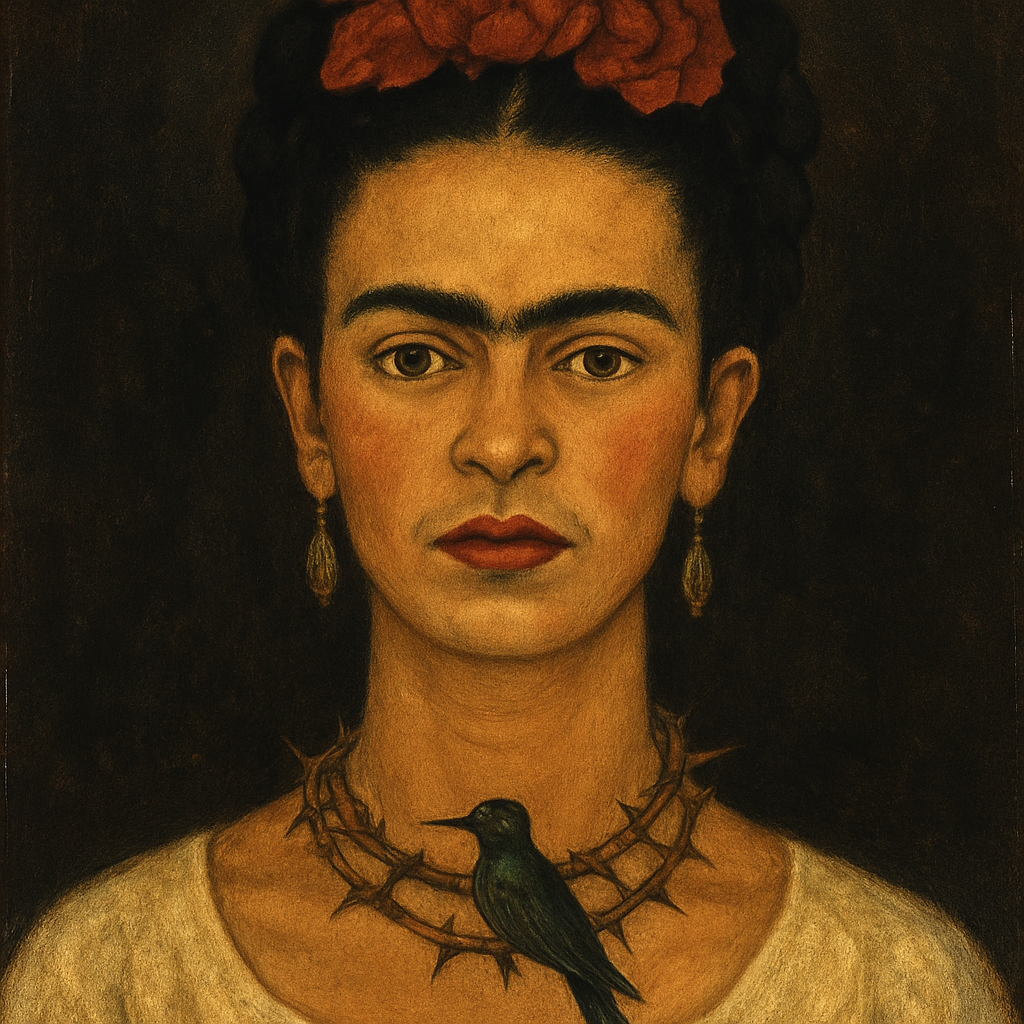 Frida Kahlo Autoportrait avec collier d'épine et colibri